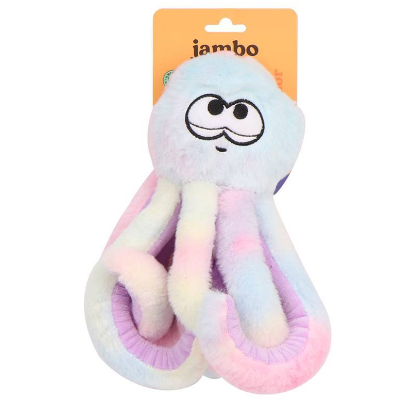 Mordedor Jambo Pelúcia Frizzy Octupus Rainbow Médio