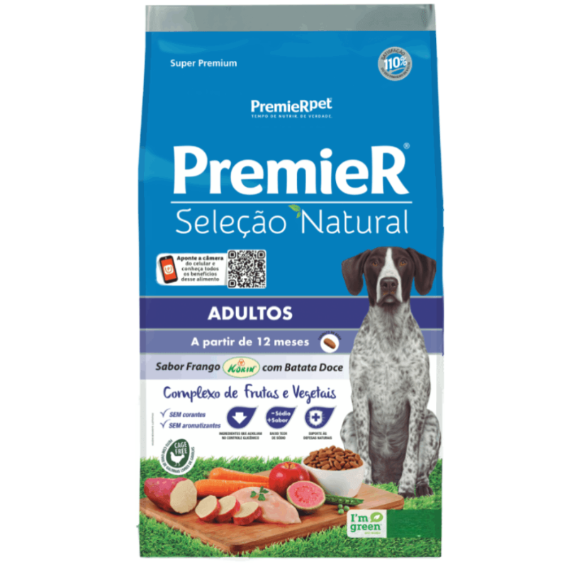 Ração Premier Seleção Natural Cães Adultos Batata Doce 12 Kg