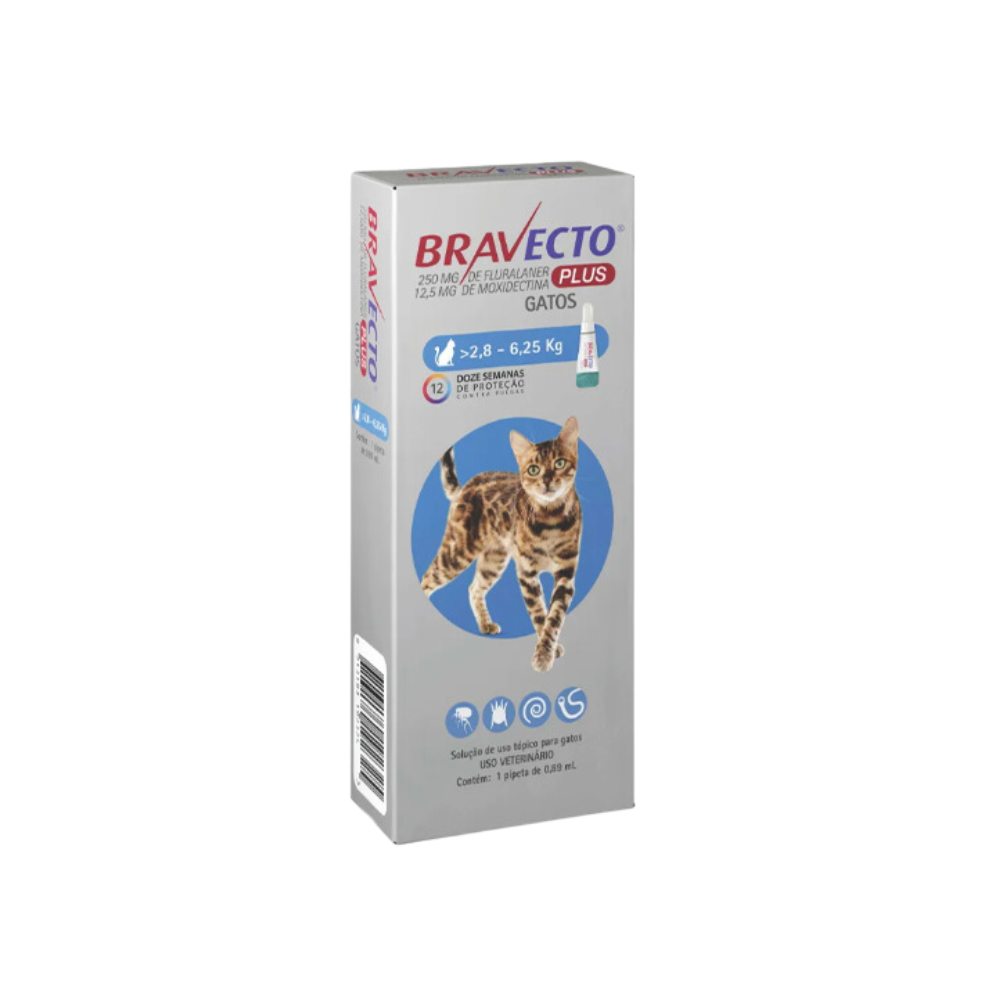 Anti Pulgas Bravecto Plus para Gatos de 2,8kg a 6,2kg