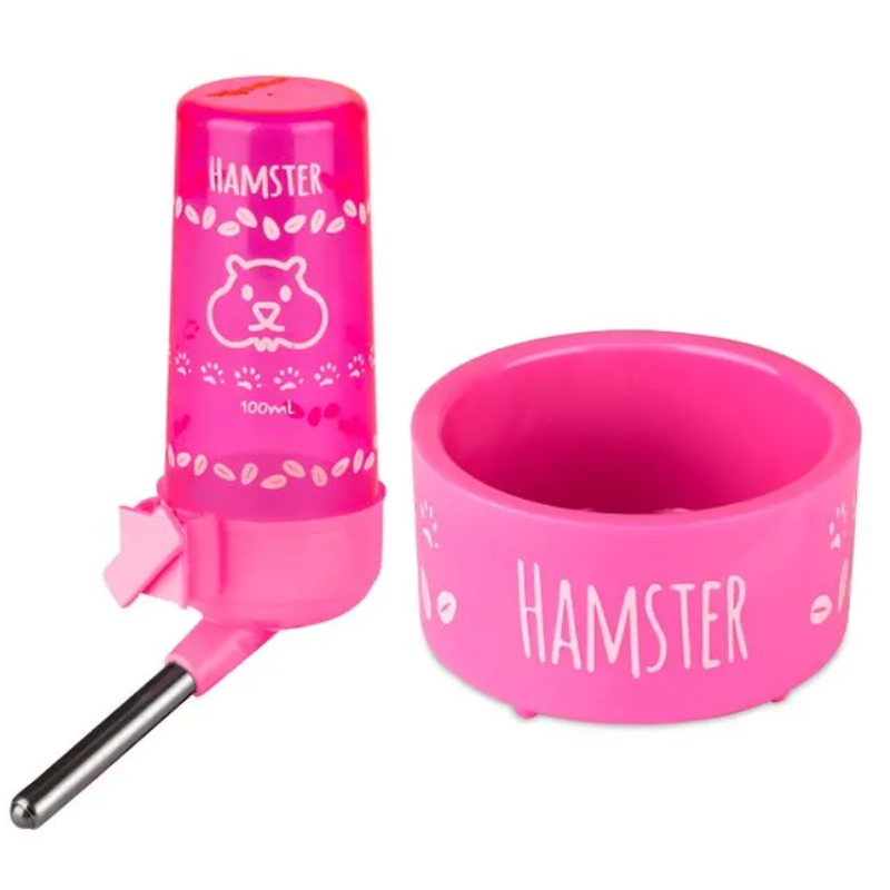 Kit Bebedouro e Comedouro Hamster N.3 Rosa