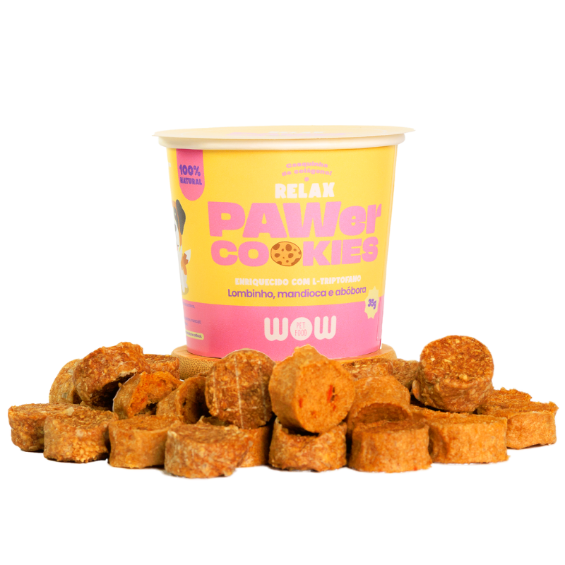 Petisco Natural PAWer Cookies RELAX de lombinho, mandioca e abóbora WOW 35 g