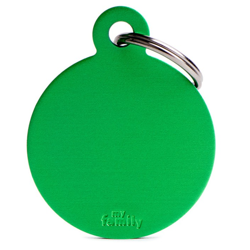 Medalha de Identificação My Family Círculo Basic Pequeno de Alumínio Verde