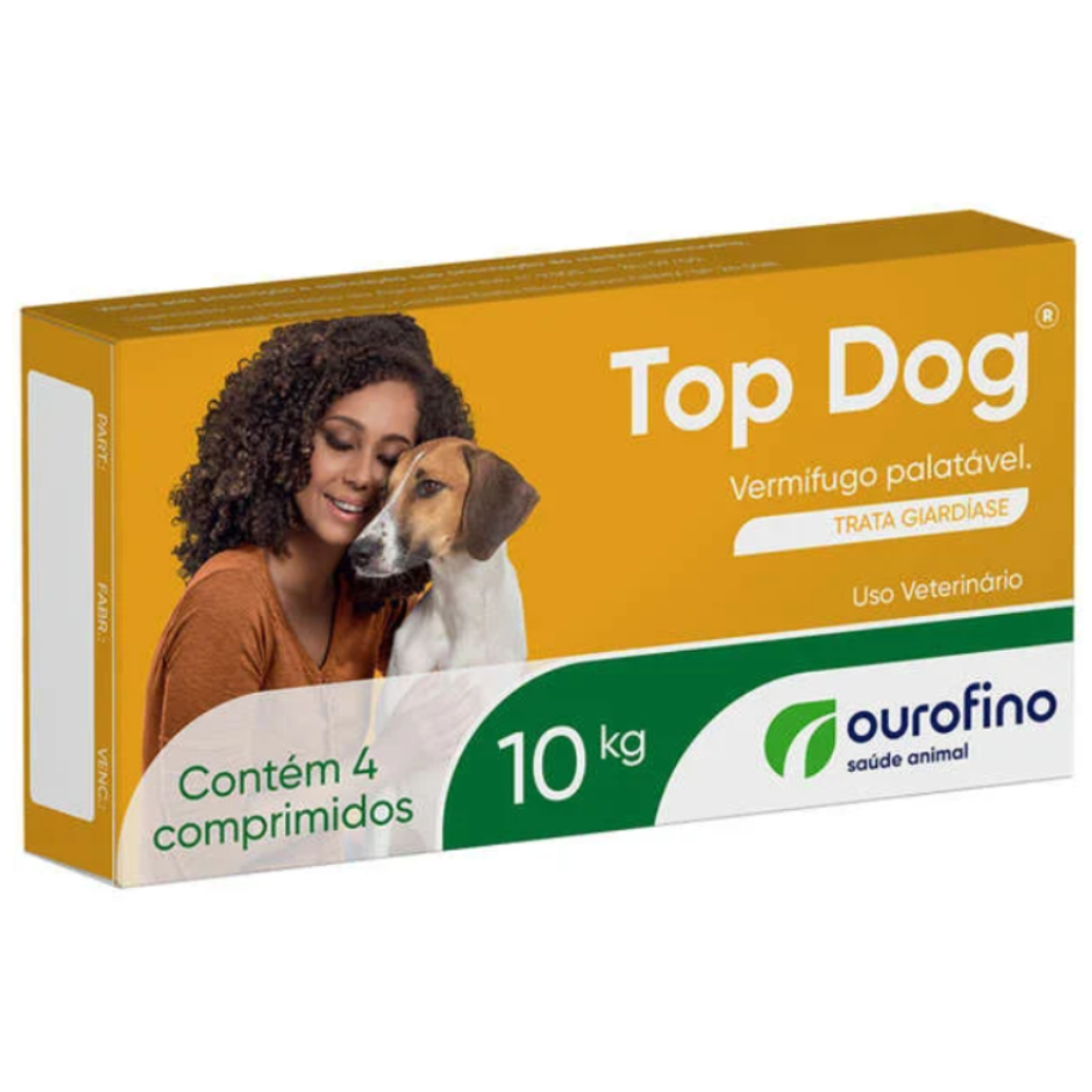 Vermifugo Ourofino Top Dog Cães de até 10 Kg - 4 Comprimidos