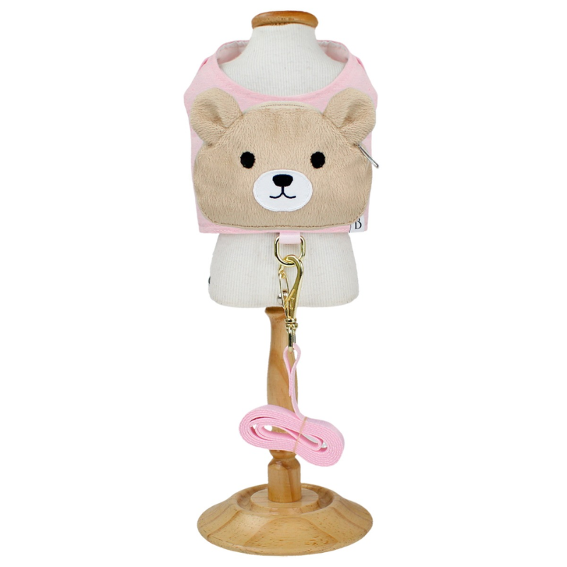 Colete Mochila Ursinho Rosa Bonito pra Cachorro