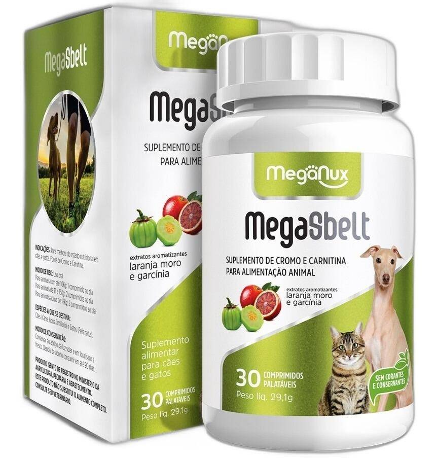 Suplemento MEGA-SBELT Carnitina 30comp - Cães e Gatos