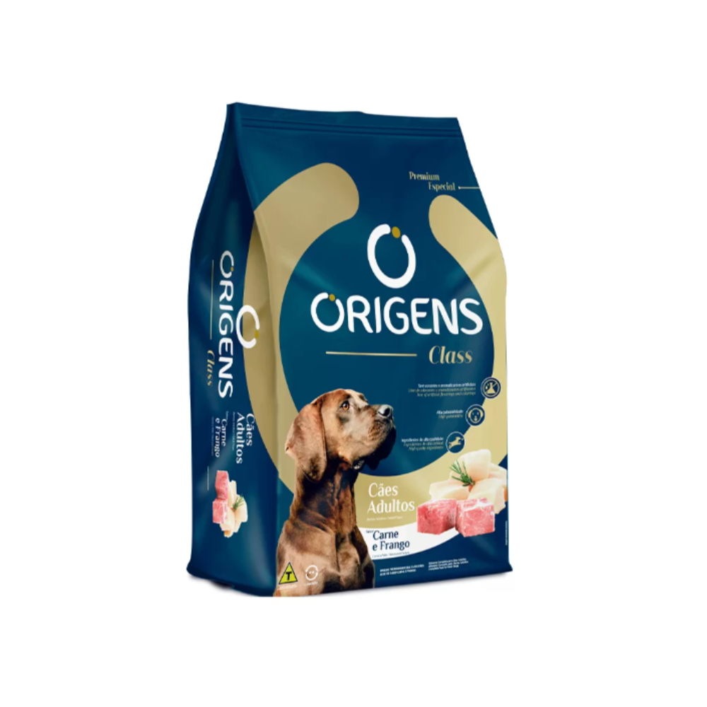Ração Origens Class Cães Adultos Carne e Frango 15Kg