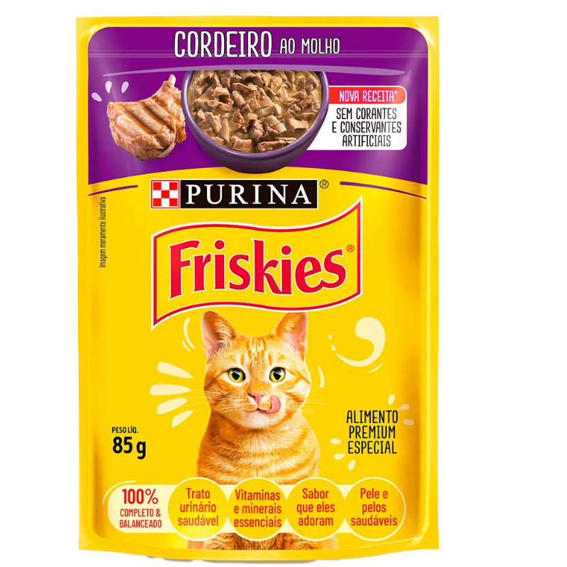 Friskies Sachês para Gatos Adultos Sabor Cordeiro 85g