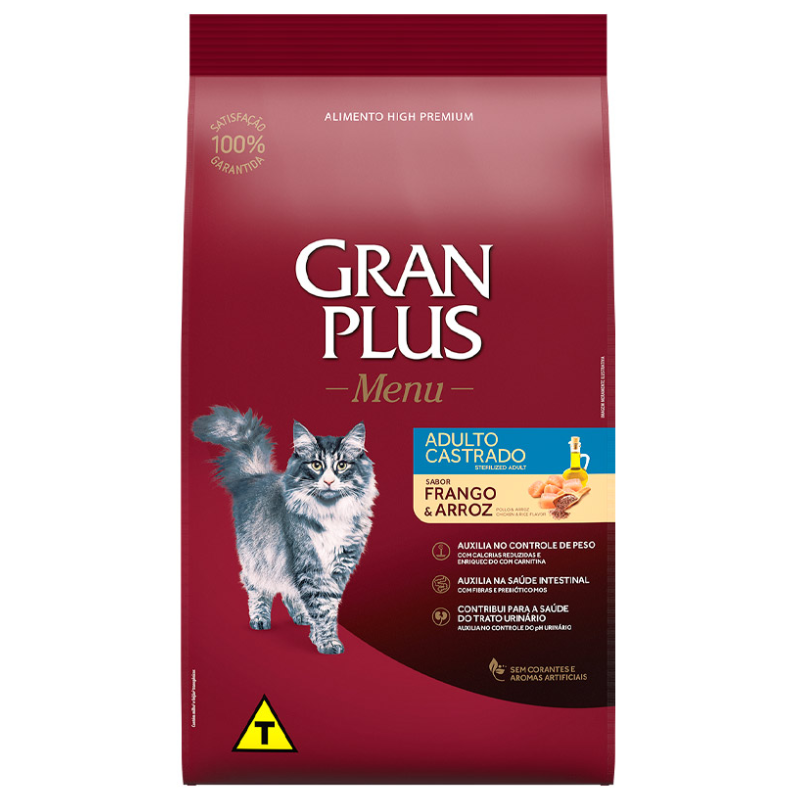 Ração GranPlus Gato Menu Adulto Castrado Frango e Arroz