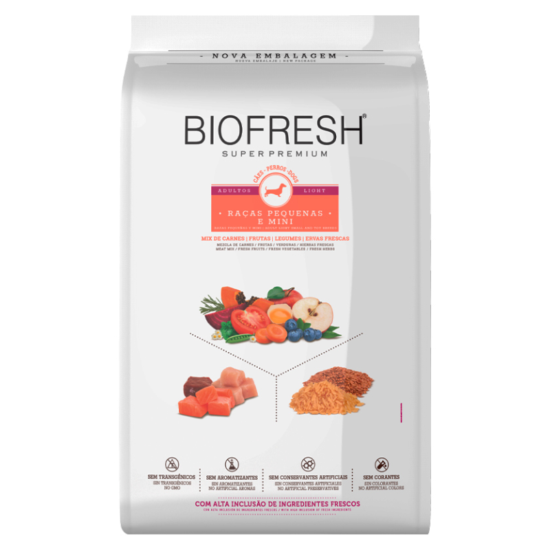 Ração Biofresh Cão Adulto Light Pequena e mini Mix Carne