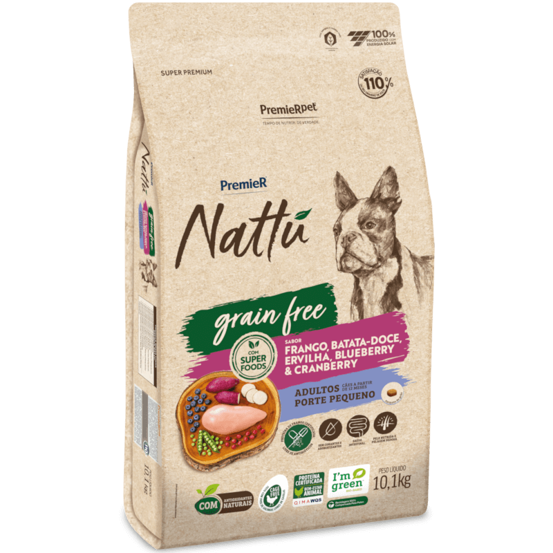 Ração Premier Nattu para Cães Adultos Raças Pequenas Grain Free 2,5 Kg