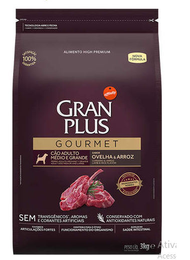 GranPlus Gourmet Cão Filhote Médio e Grande Sabor Ovelha 3 kg