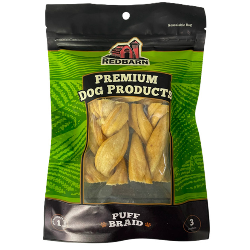 Osso Redbarn Puff Braid para Cães 3 Unidades