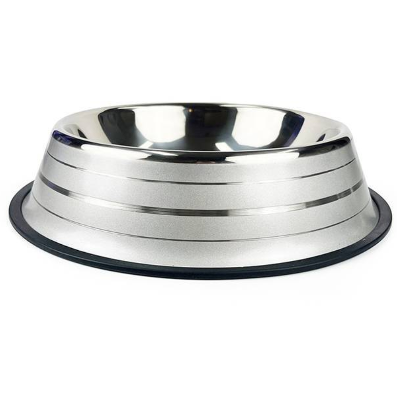Comedouro Jambo Listrado Inox Prata