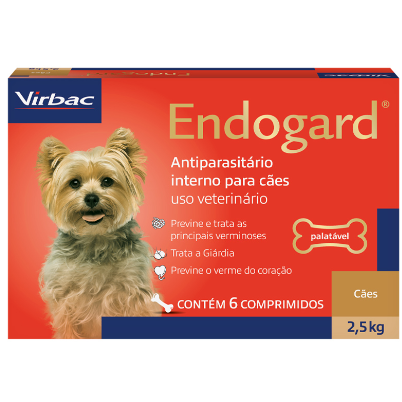 Antiparasitário Virbac Endogard para Cães de Até 2,5 kg com 6 Comprimidos