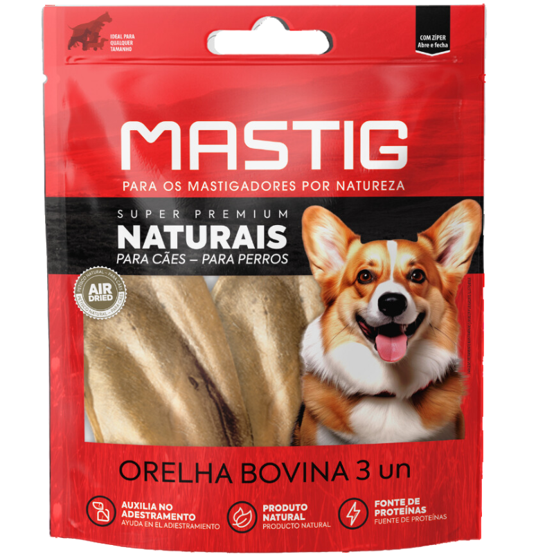 Mastig Orelha Bovina Natural 3 UN