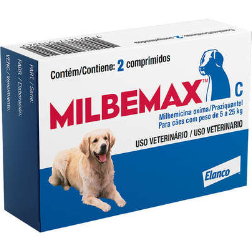 Milbemax Cães 2.5/125 mg (5-25 Kg) com 2 comprimidos