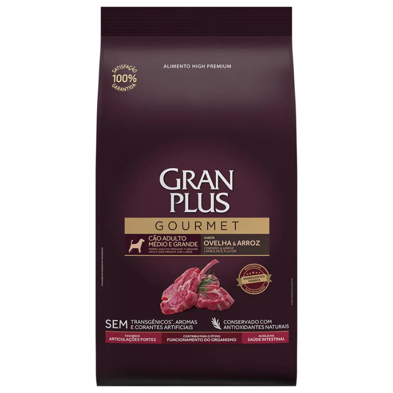 Ração GranPlus Cão Gourmet Adulto MG Ovelha e Arroz