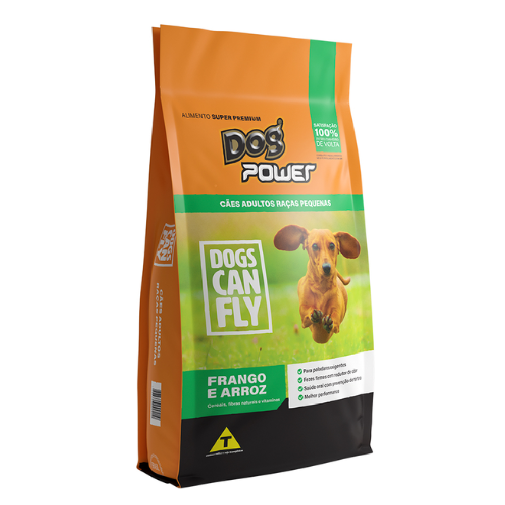 Ração Dog Power Dogs Can Fly Cães Adultos Porte Pequeno Sabor Frango 25kg