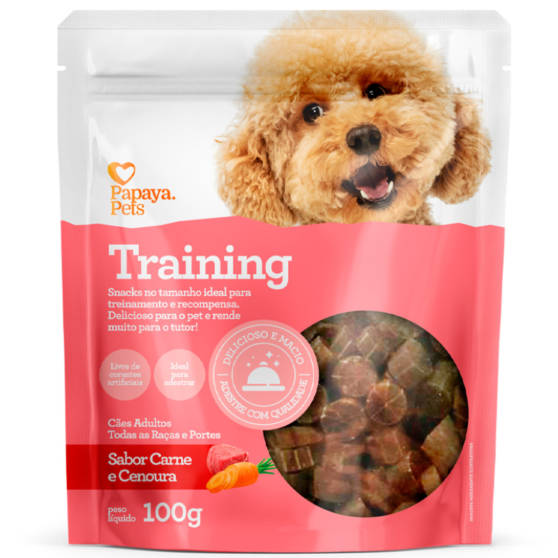 Snack Papaya Pets Training Sabor Carne e Cenoura para Cães 100 g