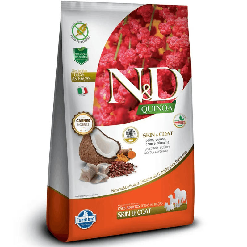 Ração N&D Pele e Pelo Quinoa para Cães Adultos Sabor Peixe 10,1 Kg
