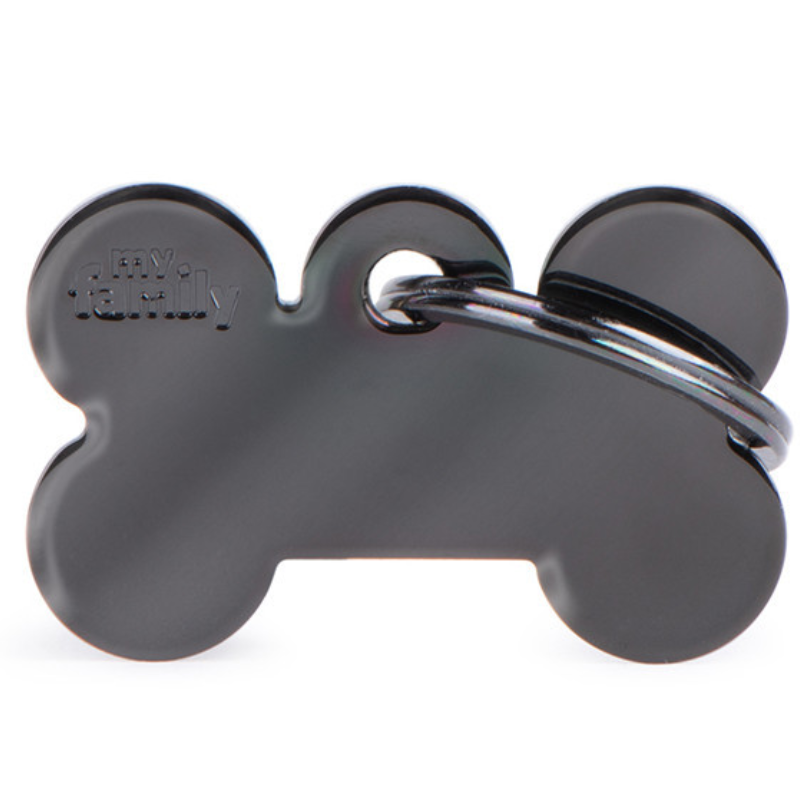 Medalha de Identificação My Family Basic Black Chrome Osso Cinza Escuro P