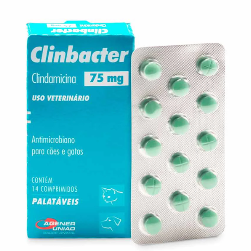 Clinbacter 75mg Agener União 14 comprimidos para Cães e Gatos