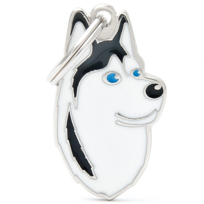 Medalha de Identificação My Family Husky Siberiano Preto e Branco