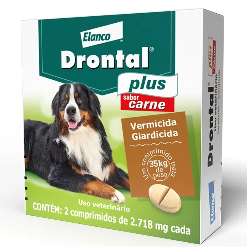 Drontal Plus para Cães até 35 Kg com 2 Comprimidos