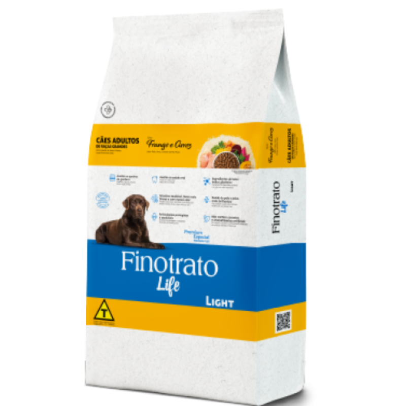Ração Finotrato Life Light Sabor Frango e Arroz para Cães Raças Grandes e Gigantes 15 Kg
