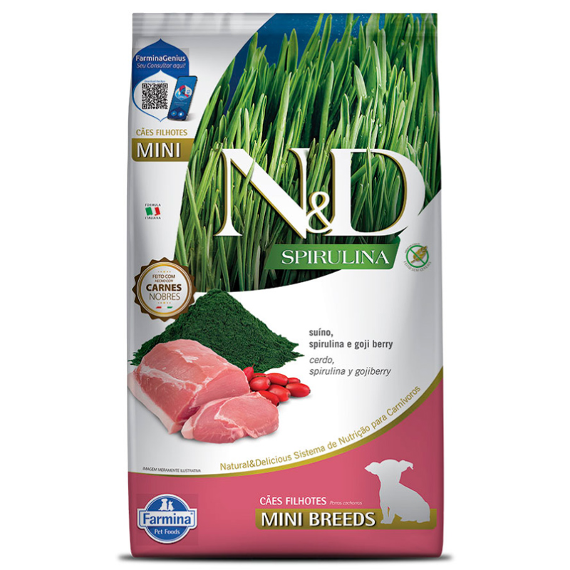 Ração N&D Spirulina Cães Filhotes Mini Suíno 2 Kg