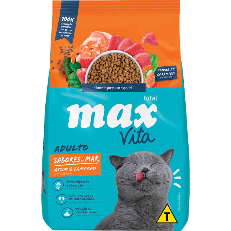Ração Max Cat Vita Sabores Mar Atum Camarão Gatos Adultos 20 Kg