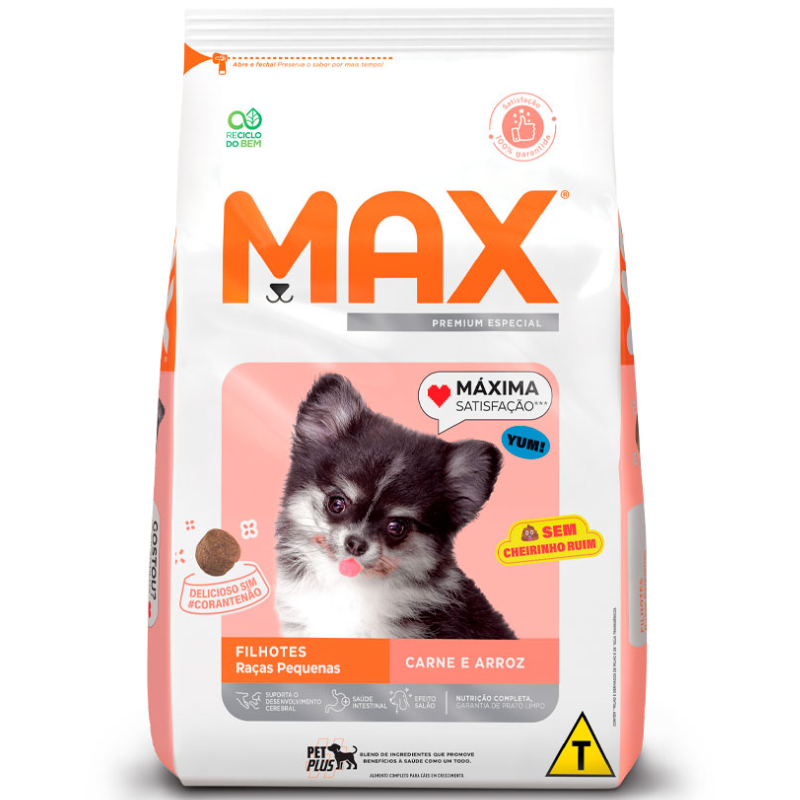 Ração Max Cães Filhotes Porte Pequeno Carne e Arroz 10,1 Kg