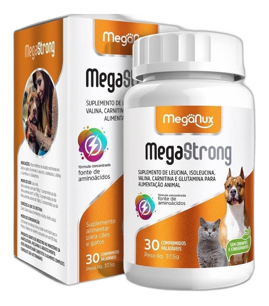 Suplemento MEGA-STRONG BCAA 30/60comp - Cães e Gatos - 30