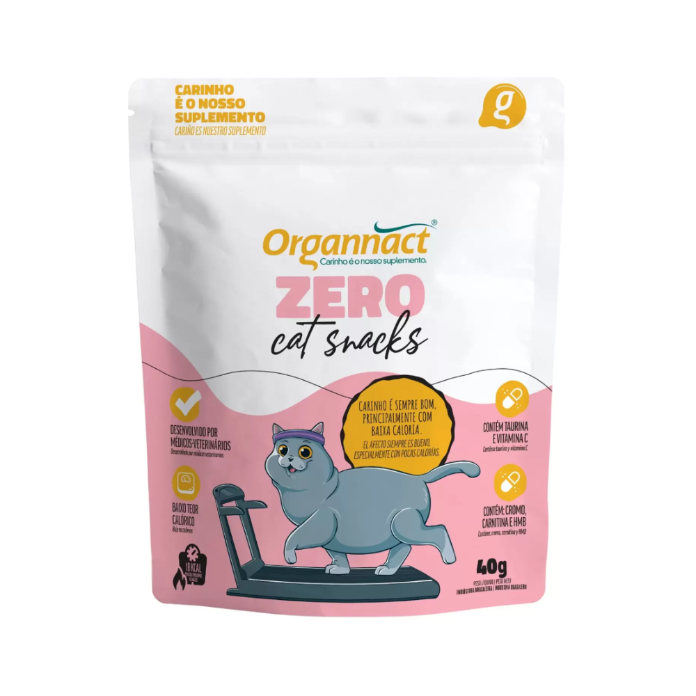 Petisco Organnact Cat Snacks Zero para Gatos Obesos 40 g