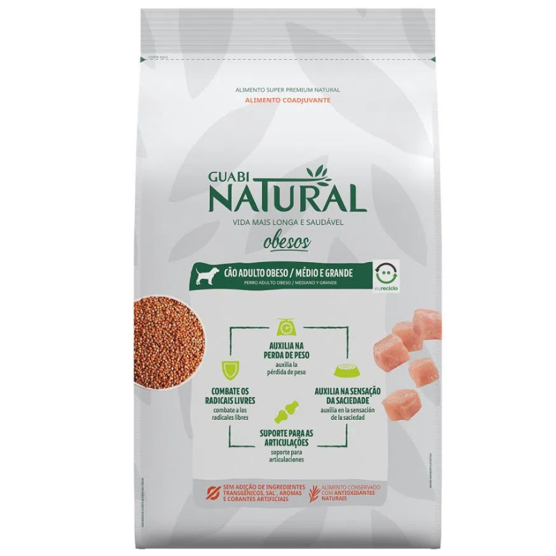 Ração Guabi Natural Cães Obesos Porte Médio Grande
