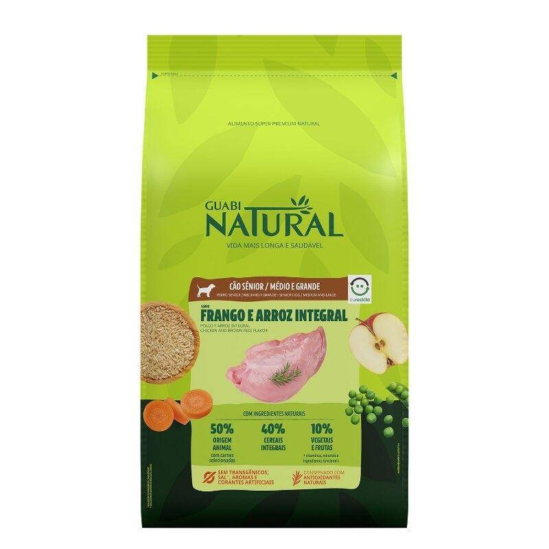 Ração Guabi Natural Cão Sênior Médio Gde Frango e Arroz 12kg