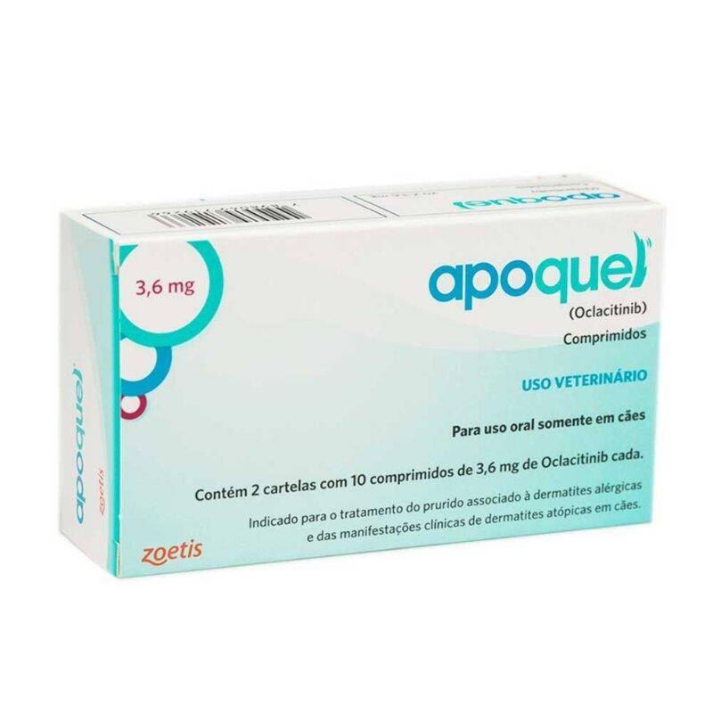 Apoquel Zoetis 3,6mg Anti Coceira Cães Com 20 Comprimidos