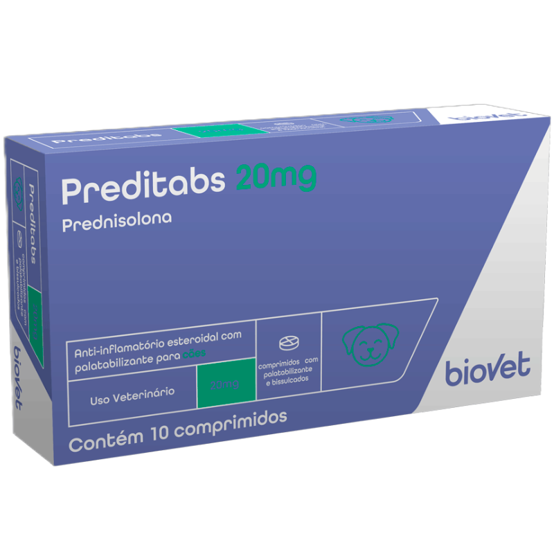 Preditabs 20 mg Anti-inflamatório para Cães e Gatos 10 Comprimidos: