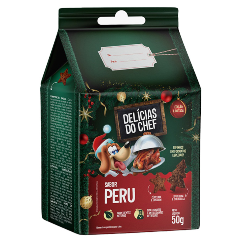 Snack Petitos Delicias do Chef Sabor Peru para Cães Adultos 50 g