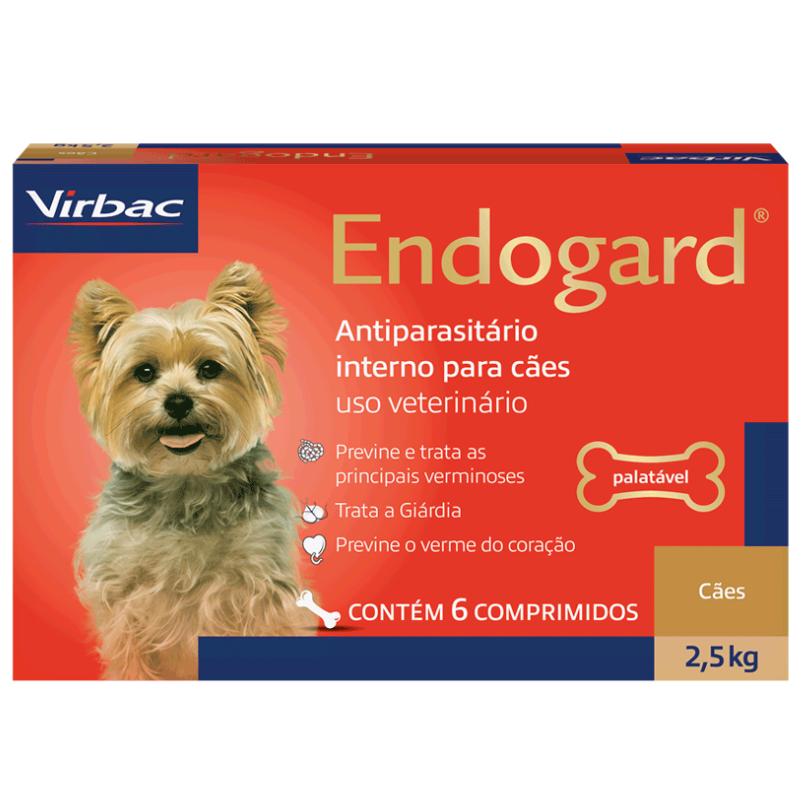 Antiparasitário Virbac Endogard para Cães de Até 2,5 kg com 2 Comprimidos