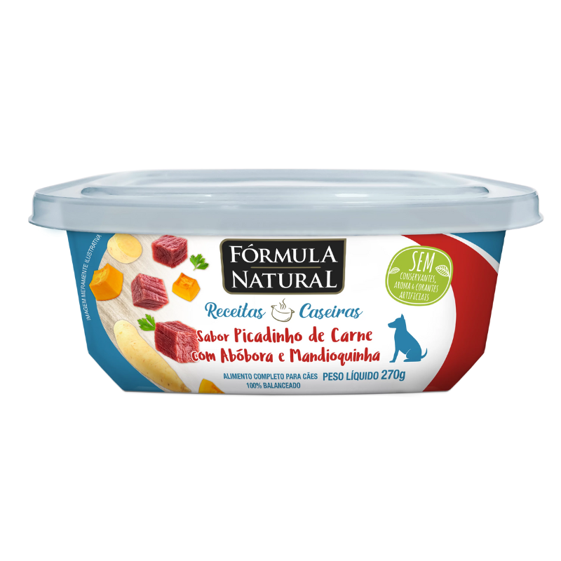 Ração Úmida Fórmula Natural Receitas Caseiras para Cães Sabor Picadinho de Carne com Abóbora e Mandioquinha 270g