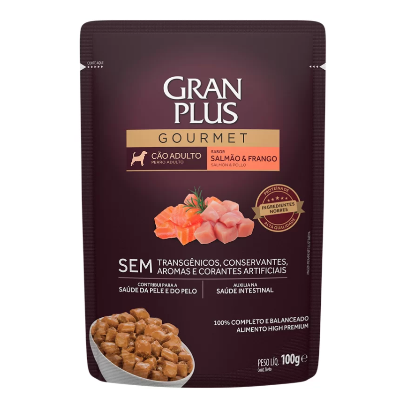 GranPlus Gourmet  Sachê Cães Adultos Salmão e Frango 100 g