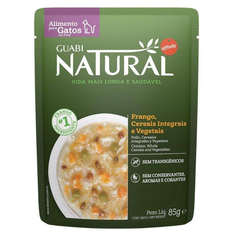 Guabi Natural Sachê Gatos Castrados Frango e Cereais 85g