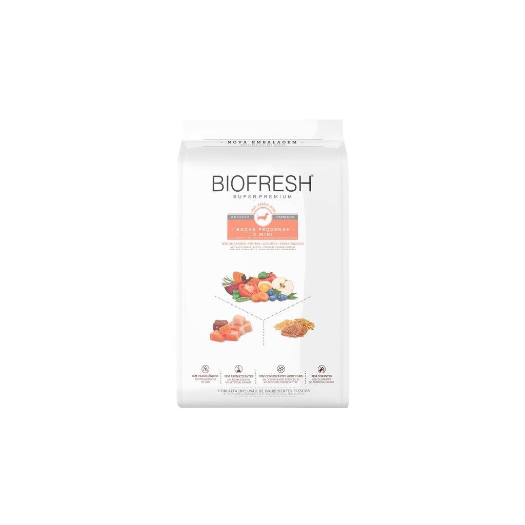 Ração Biofresh Cão Adulto Castrado Pequena e Mini Sabor Mix de Carnes 3Kg