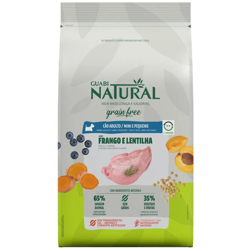 Ração Guabi Natural Grain Free Cão Adt Mini e Pequeno Salmão e Lentilha