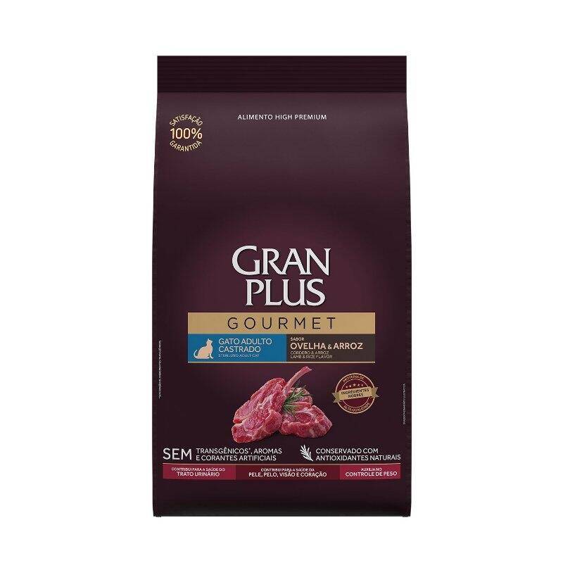 Ração GranPlus Gato Gourmet Adt Cast Ovelha/Arroz 10x1,01kg