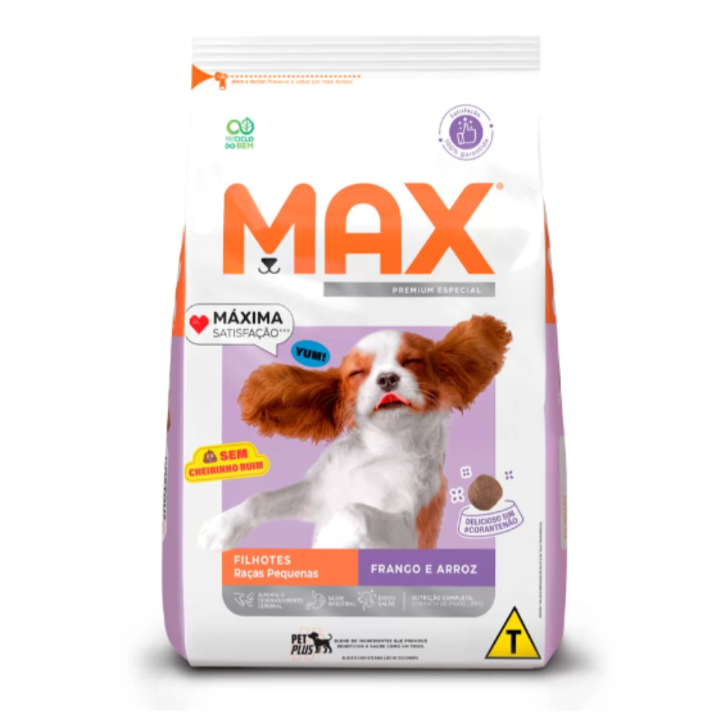 Ração Max Cães Filhotes Porte Pequeno Frango e Arroz 10,1 Kg