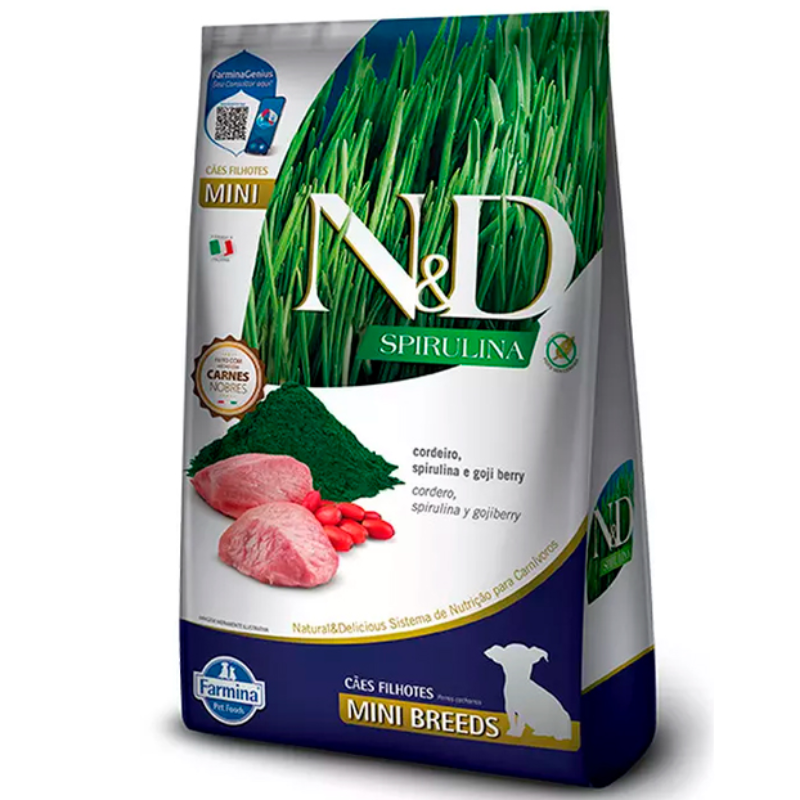 Ração N&D Spirulina Cães Adultos Mini Cordeiro 7 Kg