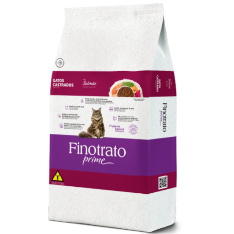 Ração Finotrato Prime para Gatos Castrados Salmão