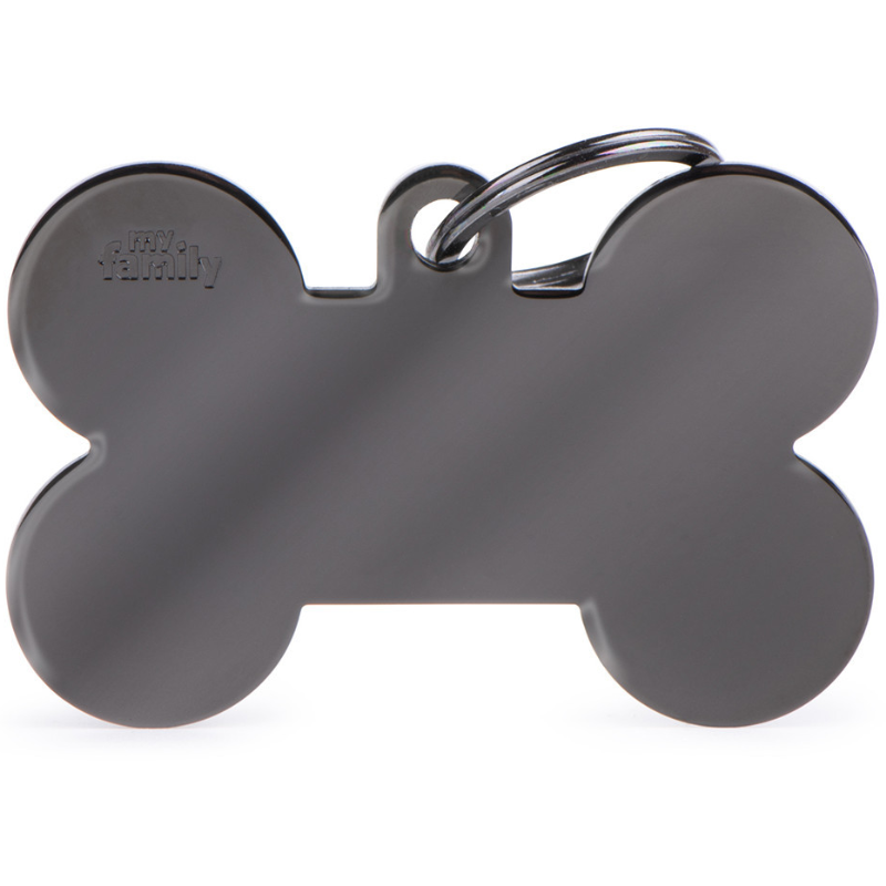 Medalha de Identificação My Family Basic XL Black Chrome Osso Cinza Escuro XG